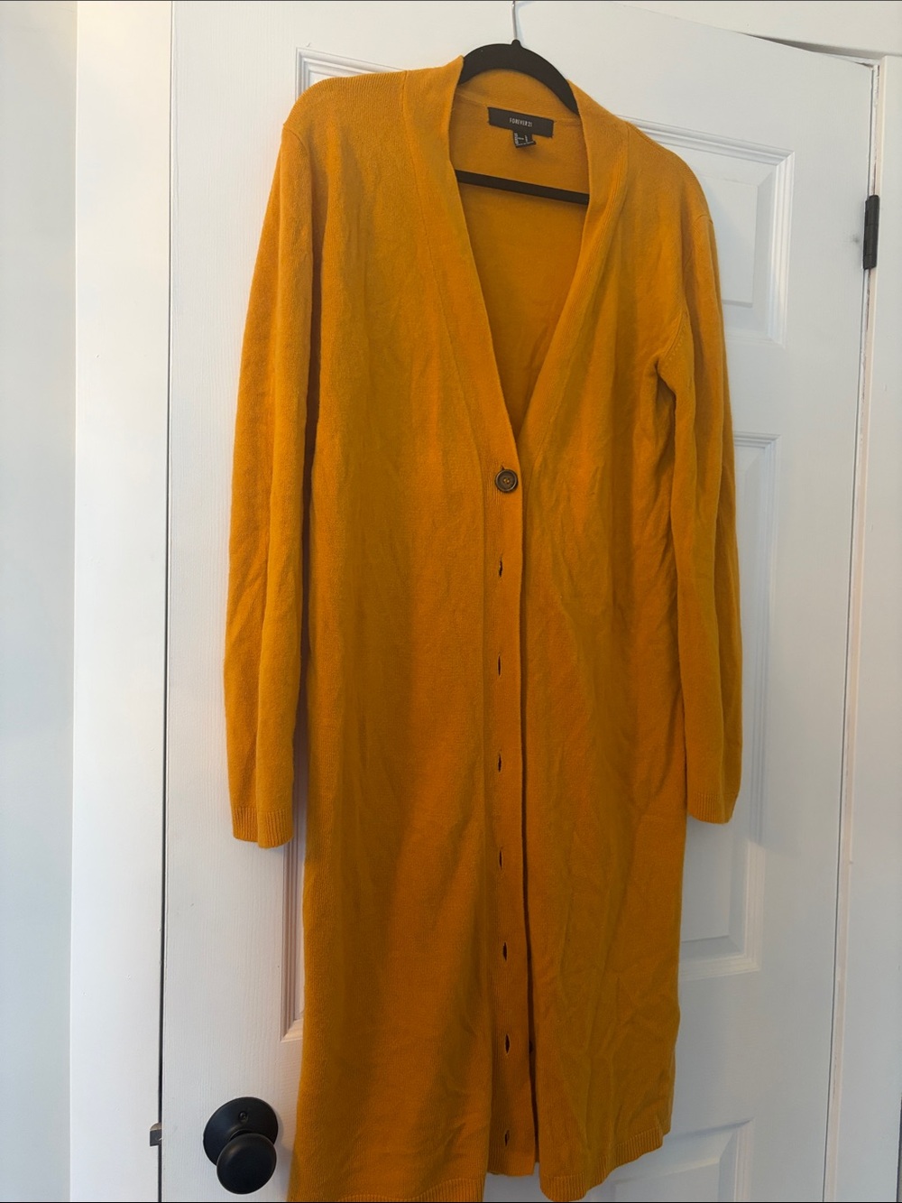 Forever21  Golden Yellow Long Button Cardigan